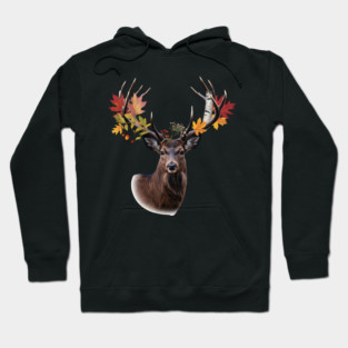Autumn Woodland Deer with Leaf-Filled Antlers Hoodie