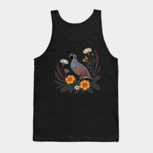 Vintage Quail with California Wildflowers Tank Top