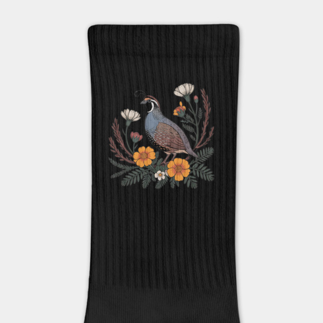 Vintage Quail with California Wildflowers by BirdsnStuff