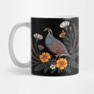 Vintage Quail with California Wildflowers Mug