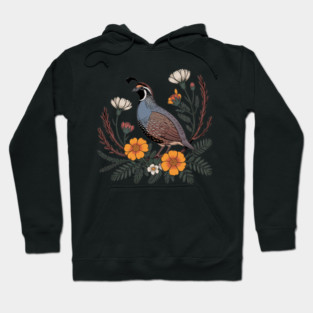 Vintage Quail with California Wildflowers Hoodie