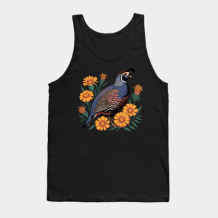 Vintage Quail with California Wildflowers Tank Top