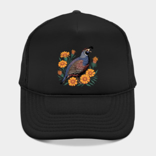Vintage Quail with California Wildflowers Hat