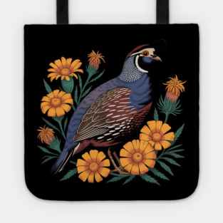 Vintage Quail with California Wildflowers Tote