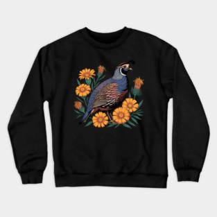 Vintage Quail with California Wildflowers Crewneck Sweatshirt