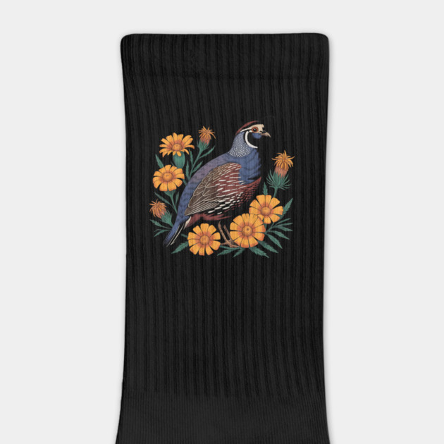 Vintage Quail with California Wildflowers by BirdsnStuff