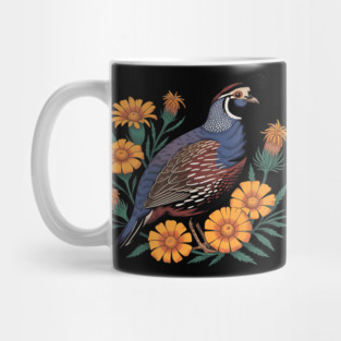 Vintage Quail with California Wildflowers Mug