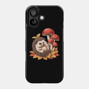 Cozy Hedgehog with Mushrooms and Autumn Leaves 2 Phone Case