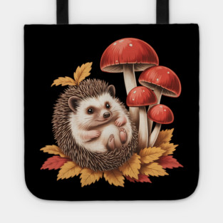 Cozy Hedgehog with Mushrooms and Autumn Leaves 2 Tote
