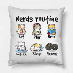 Nerds routine cat Pillow
