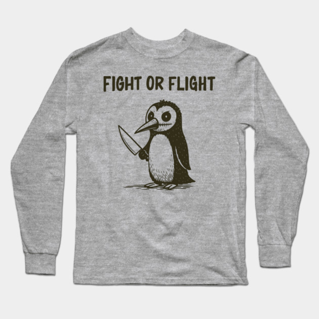Fight or Flight Panic Anxiety Humor Long Sleeve T-Shirt by Anticorporati