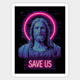 Jesus Save Us - Neon Style Modern Christian Sticker