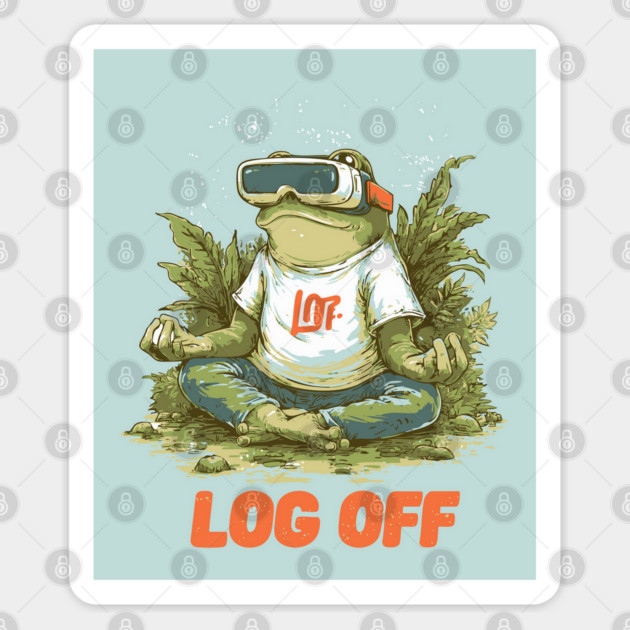 Log Off - Meditating Frog with VR Glass Sticker by TuncGK