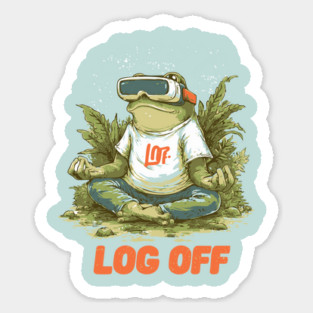 Log Off - Meditating Frog with VR Glass Magnet