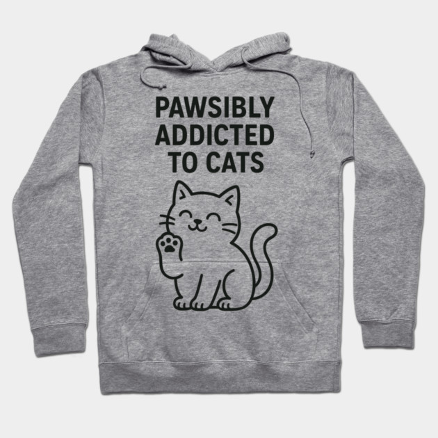 Pawsibly Addicted To Cats Cat Lovers Gift Hoodie by Douglas's Store 5