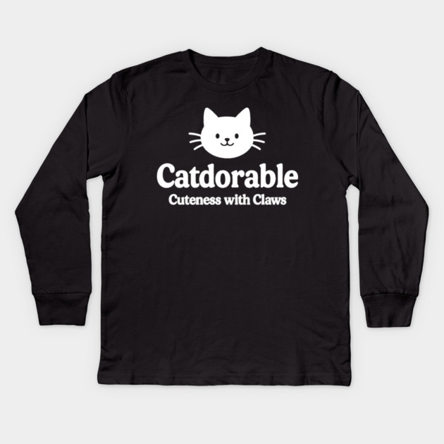 Catdorable Cuteness With Claws Cat Lovers Gift Kids Long Sleeve T-Shirt by Douglas's Store 5