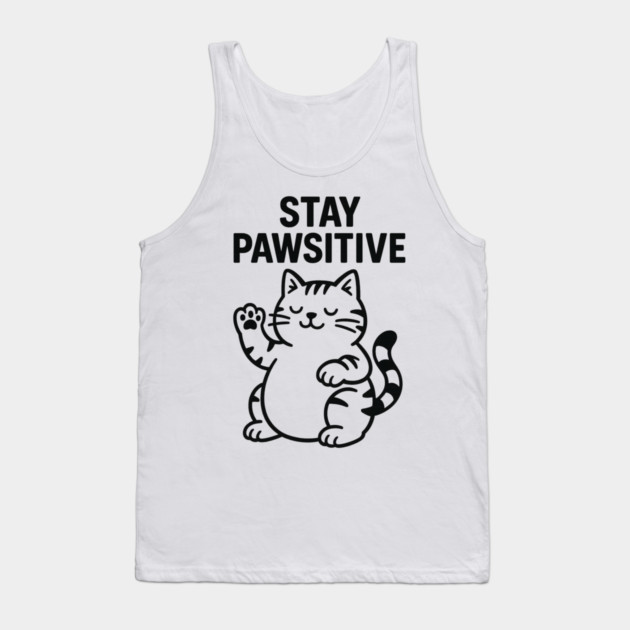 Stay Pawsitive Cat Lovers Gift Tank Top by Douglas's Store 5