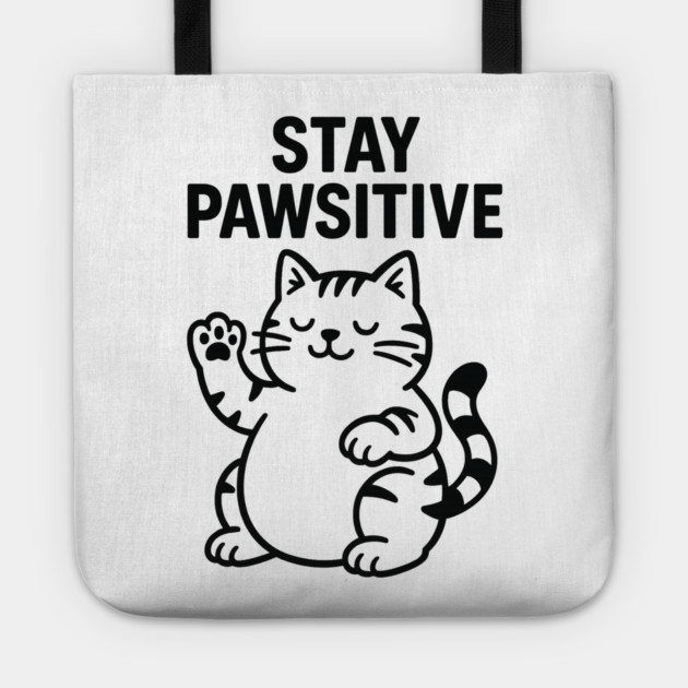 Stay Pawsitive Cat Lovers Gift Tote by Douglas's Store 5