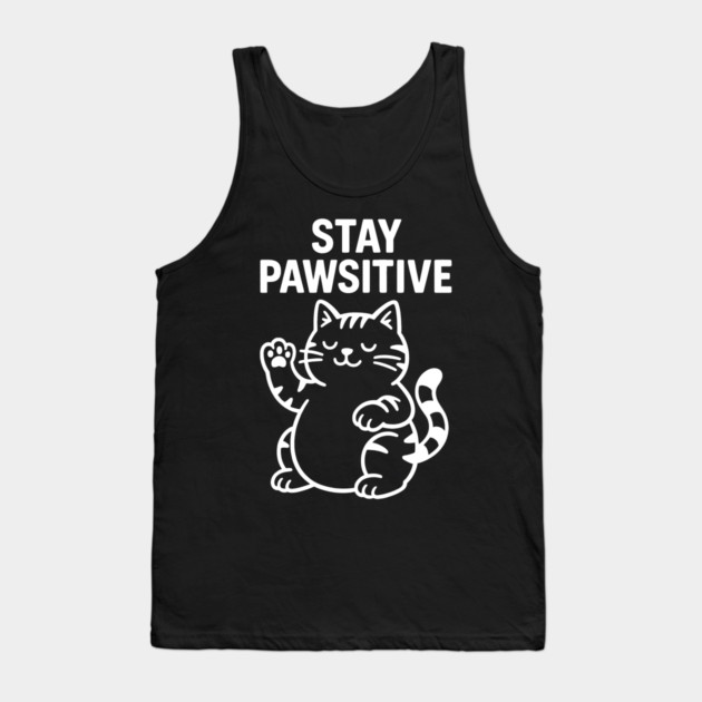 Stay Pawsitive Cat Lovers Gift Tank Top by Douglas's Store 5
