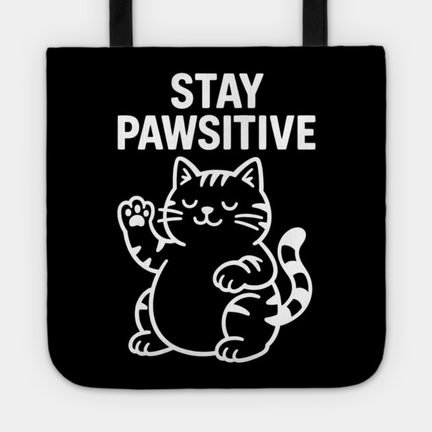 Stay Pawsitive Cat Lovers Gift Tote by Douglas's Store 5
