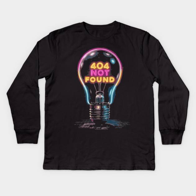 404 Idea Not Found - Colorful Funny Retro Light Bulb Kids Long Sleeve T-Shirt by TuncGK