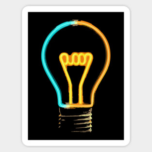 Neon Idea Lightbulb - Colorful Retro Design Sticker