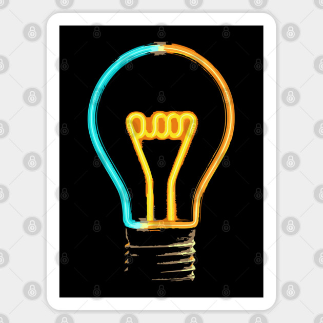 Neon Idea Lightbulb - Colorful Retro Design Sticker by TuncGK