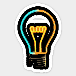 Neon Idea Lightbulb - Colorful Retro Design Magnet