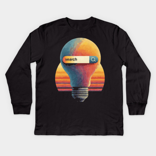Retro Style Search Bar in Lightbulb - Concept Art Kids Long Sleeve T-Shirt by TuncGK