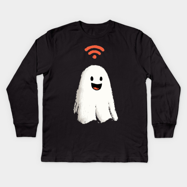 Wi-Fi Ghost - Funny Tech Spirit Kids Long Sleeve T-Shirt by TuncGK