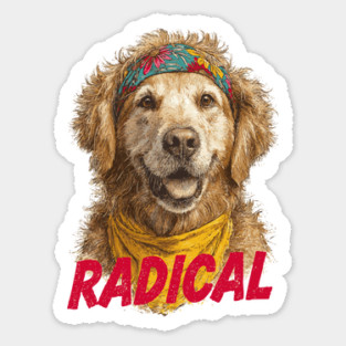 Radical 80s Golden Retriever - Funny Vintage Design Magnet