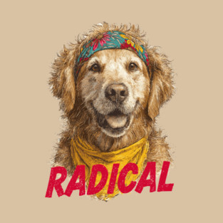 Radical 80s Golden Retriever - Funny Vintage Design T-Shirt