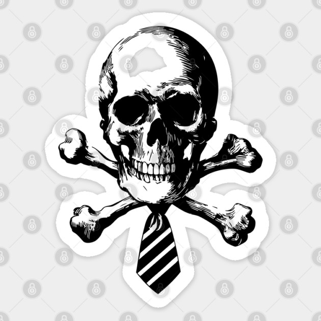 Corporate Drone - Funny Skull and Tie Sticker by TuncGK