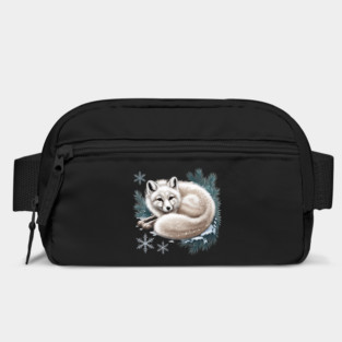 Vintage Winter Fox Curled in Snow with Pine and Snowflakes Bag
