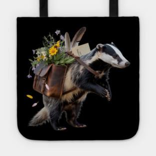 Rustic Badger with Satchel and Wildflowers Tote