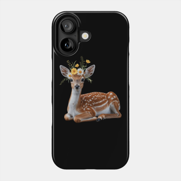 Fawn with Daisy and Buttercup Floral Crown Phone Case by BirdsnStuff