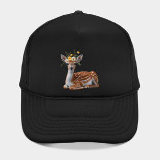 Fawn with Daisy and Buttercup Floral Crown Hat