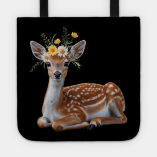 Fawn with Daisy and Buttercup Floral Crown Tote