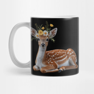 Fawn with Daisy and Buttercup Floral Crown Mug