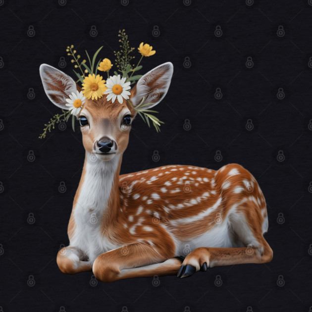 Fawn with Daisy and Buttercup Floral Crown by BirdsnStuff
