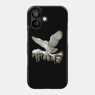 Snowy Owl on Winter Pine Branch Vintage Illustration Phone Case