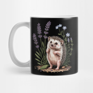 Cute Hedgehog with Lavender and Blue Wildflowers Mug