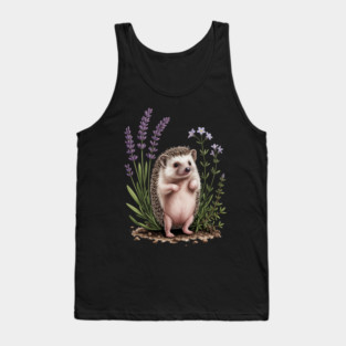 Cute Hedgehog with Lavender Wildflowers Tank Top