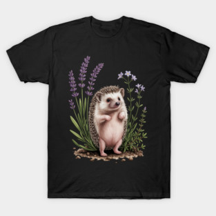 Cute Hedgehog with Lavender Wildflowers T-Shirt