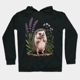 Cute Hedgehog with Lavender Wildflowers Hoodie
