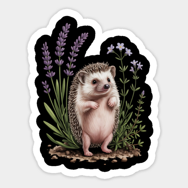 Cute Hedgehog with Lavender Wildflowers Magnet by BirdsnStuff