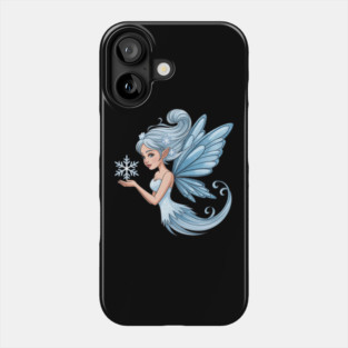Winter Fairy with Snowflake and Sparkling Blue Wings Phone Case