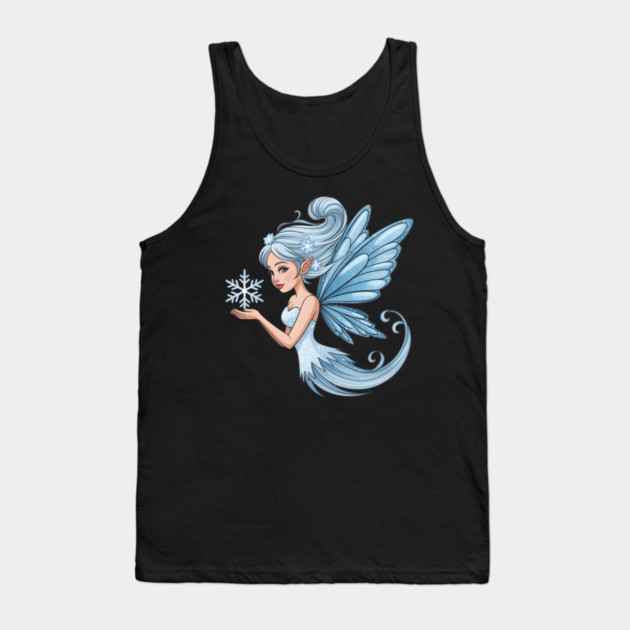 Winter Fairy with Snowflake and Sparkling Blue Wings Tank Top by BirdsnStuff