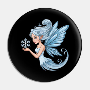 Winter Fairy with Snowflake and Sparkling Blue Wings Pin