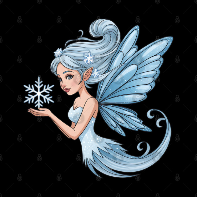 Winter Fairy with Snowflake and Sparkling Blue Wings by BirdsnStuff